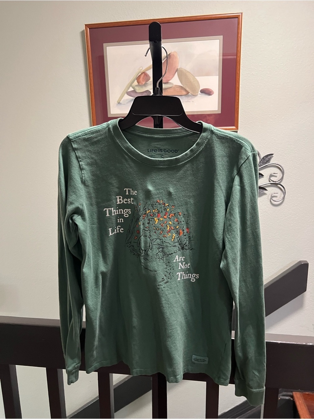 Life Is Good Olive Green Women's Long Sleeve Tee with Logo #MC039